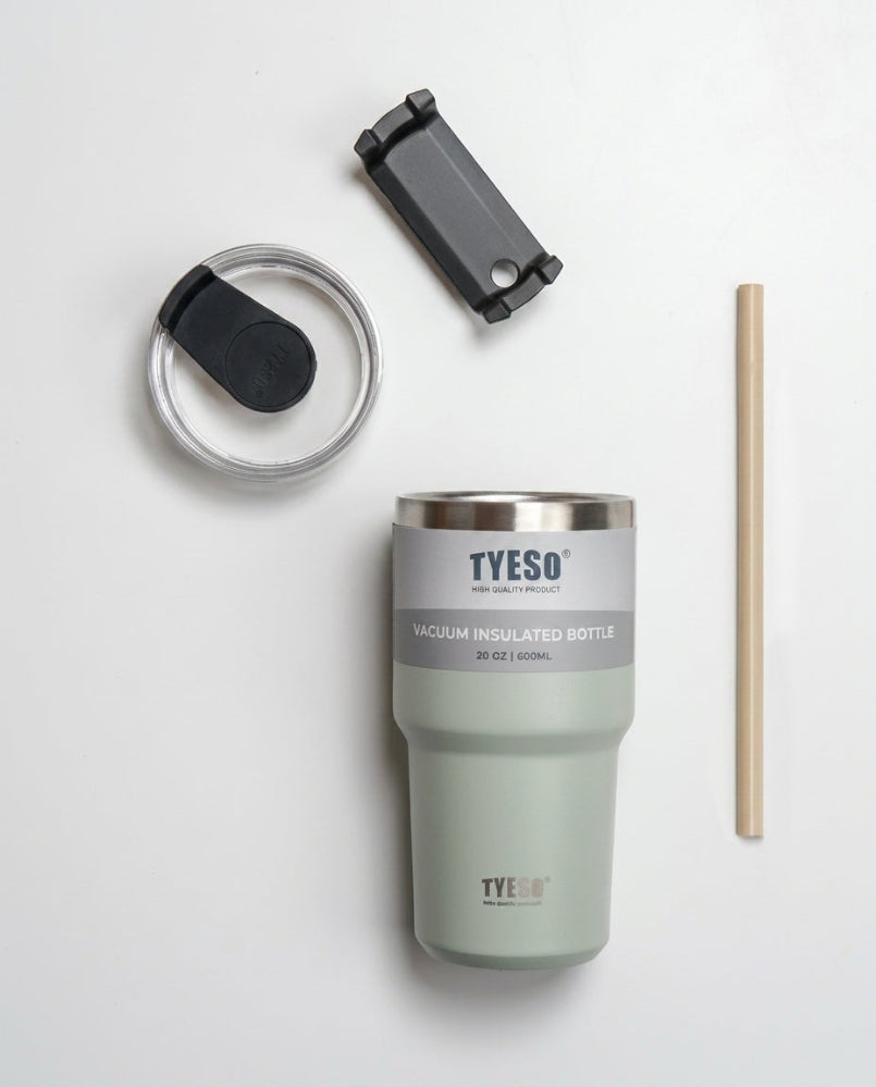 Copo Térmico TYESO com Tampa e Canudo de Silicone